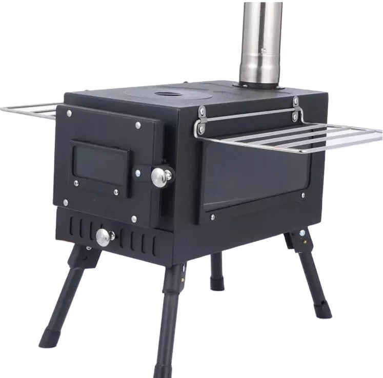 Portable Outdoor Camping Steel Wood Burning Stove Free Standing Heating and Cooking Cabinet