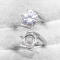 Sterling Silver 8mm/2 Carat Semi Mount Ring Frame Blank Moissanite Diamond Claws Setting Base Without Center Stone Inlay for DIY