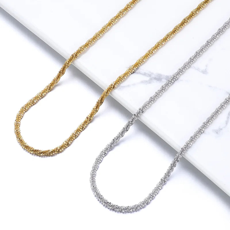 Wholesale Stainless Steel Full Star Collarbone Necklace 2.0mm 2.5mm Sparkling Cauliflower Chain Ladies Necklace