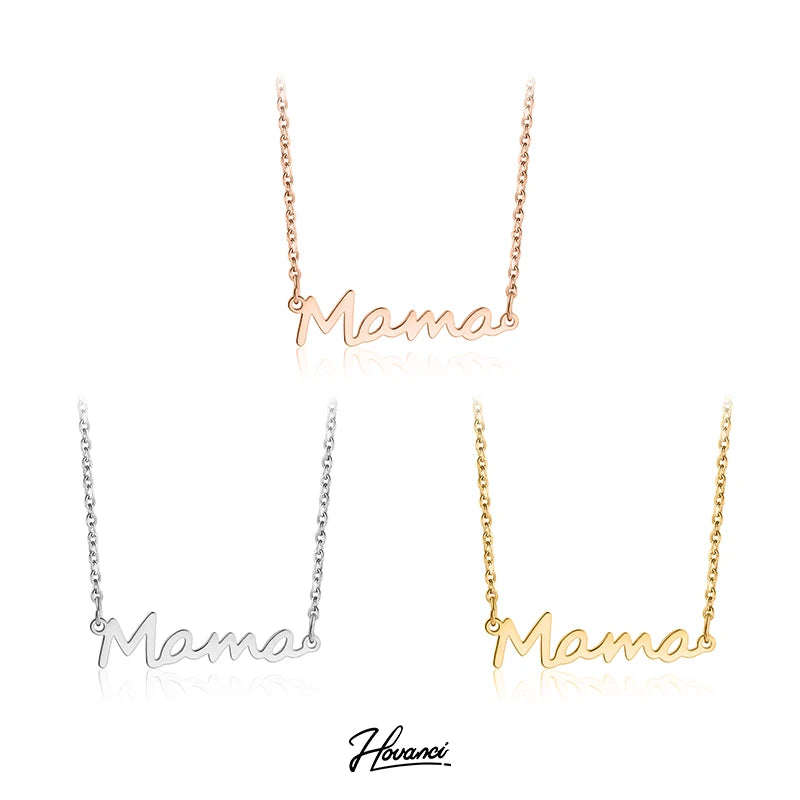 HOVANCI Non Tarnish Free Waterproof Jewelry Mother's Day Stainless Steel MAMA Letter Necklace for Mom