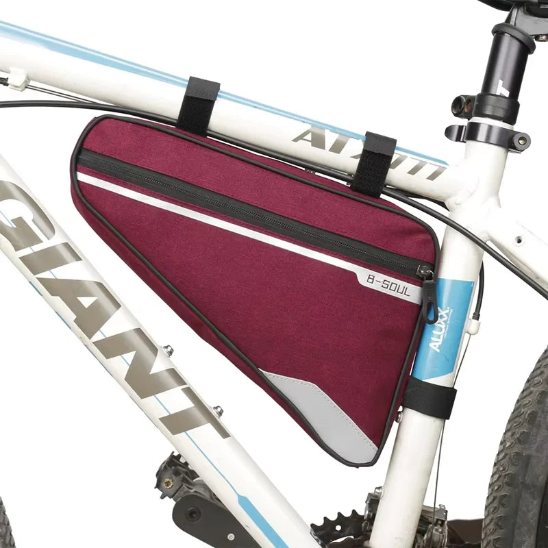RIDERACE Bicycle Triangle Folding Bag Rainproof MTB Road Bike Front Frame Tube Bag Polyester Pouch Durable Cycling Accessories