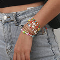 Handmade Bohemian Glass Rice Beads Clay Bead Stackable Men's Bracelet with Crystal Rhinestone for Anniversary Occasion