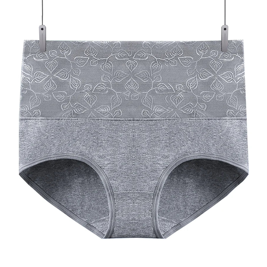 Wholesale Graphene Cotton High Rise Jacquard Tummy Control Ladies Belly Control Floral Embroidery Women Panties Underwear