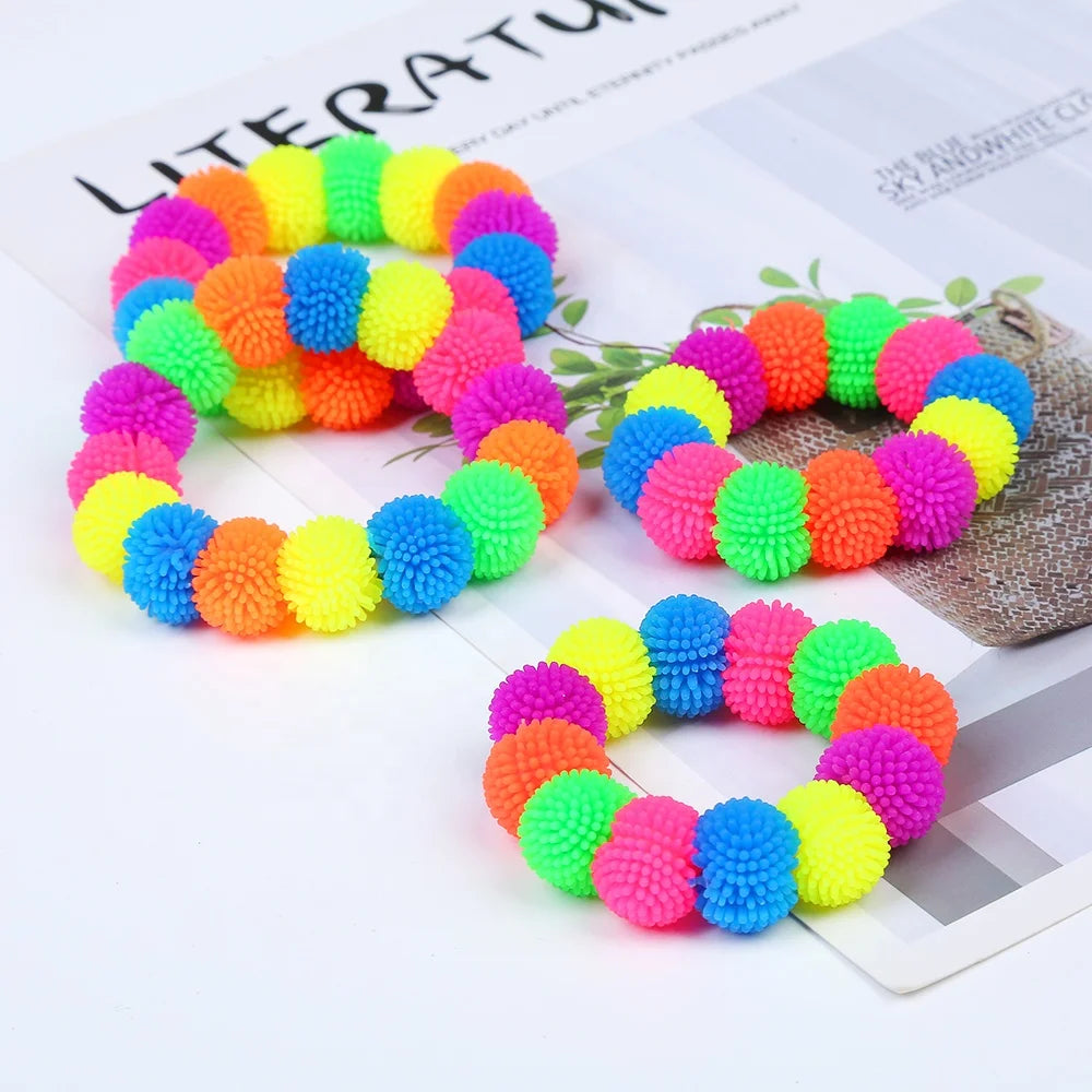 KEHUI Toy Ball Hot Selling Soft Colorful TPR Elastic  Bracelet Children's Toy Elastic Rope Bracelet As  Promotional Gift