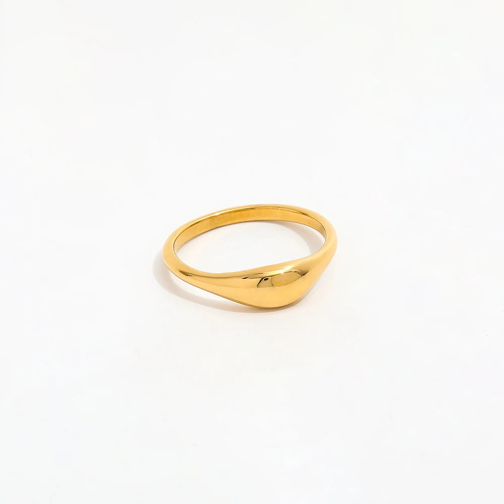 Fenny 18K Gold Plated Wholesale No Fade Simple Irregular Convex Camber Stainless Steel Finger Ring Trendy for Women
