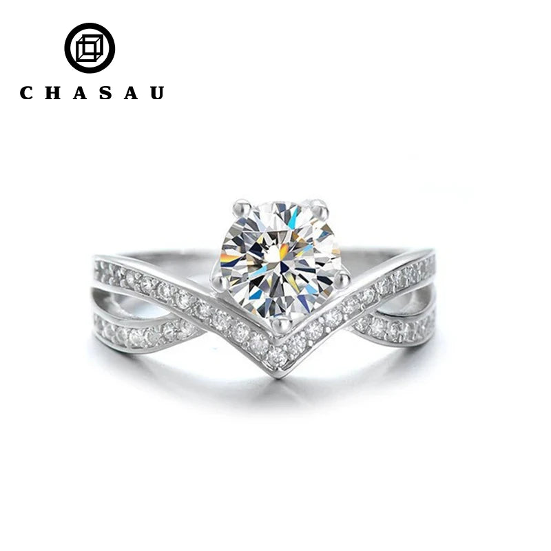 Hot Sale Classic Fashion Women Luxury Fine Jewelry 1ct 1.0ct 1Carat 6.5mm Moissanite 925 Sterling Silver Wedding Engagement Ring