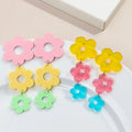 French Retro Romantic Valentine's Day Gift Acrylic Drop Earrings High Quality Sweet Clear Long Colorful Cutout Flower Tassel