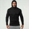 Wholesale Custom Breathable Cotton Solid Color Long Sleeve Tshirt Mens Hooded-collar