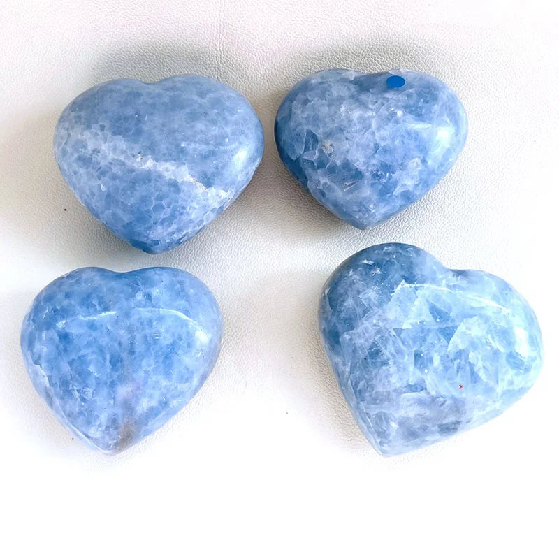 Wholesale Price Hand Carved Natural Blue Celesite Heart Reiki Healing Quartz Crystal Crafts for Home Decoration Gifts