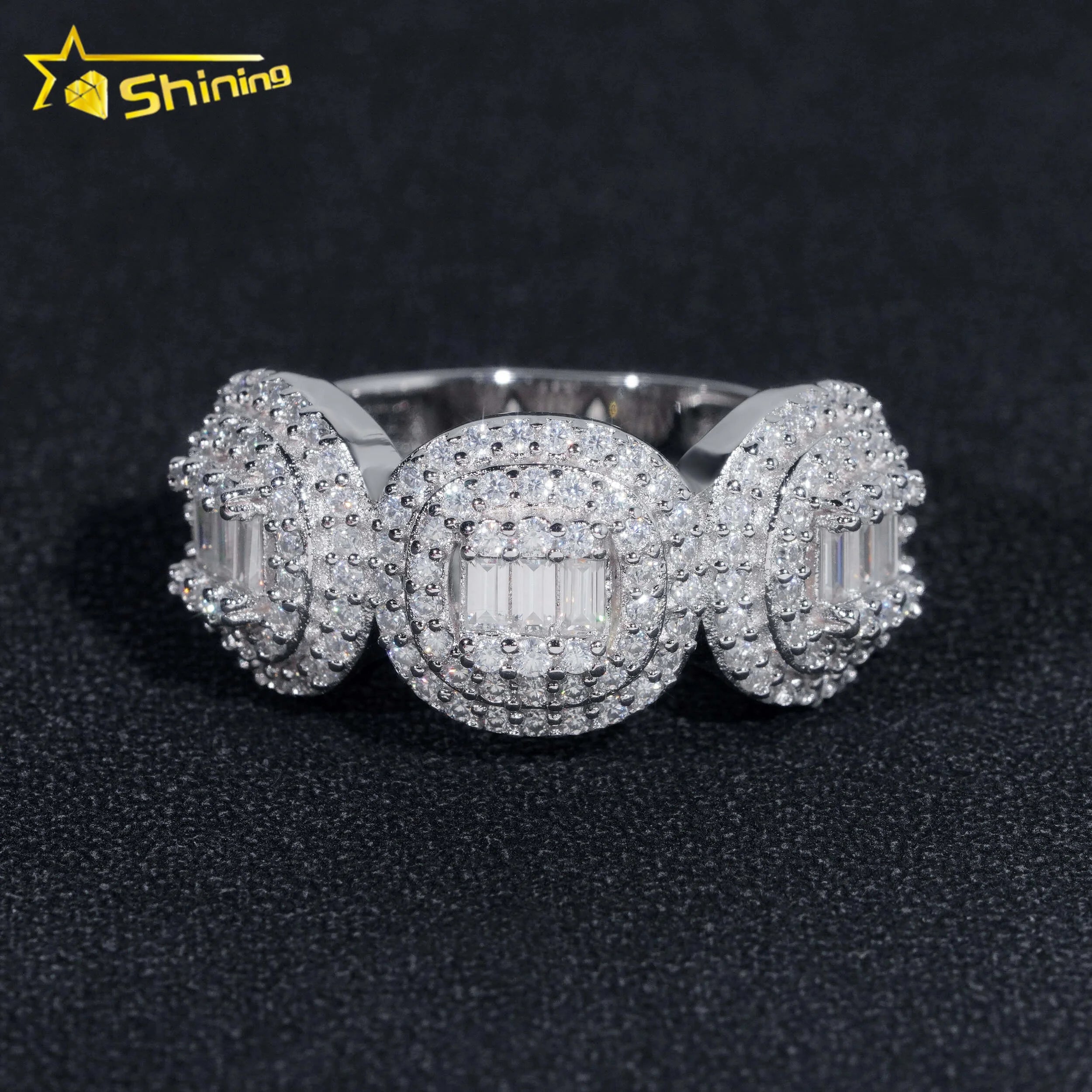 Hot Sale Fashion Jewelry Hip Hop Iced Out Rings 925 Silver VVS Diamond Moissanite Ring