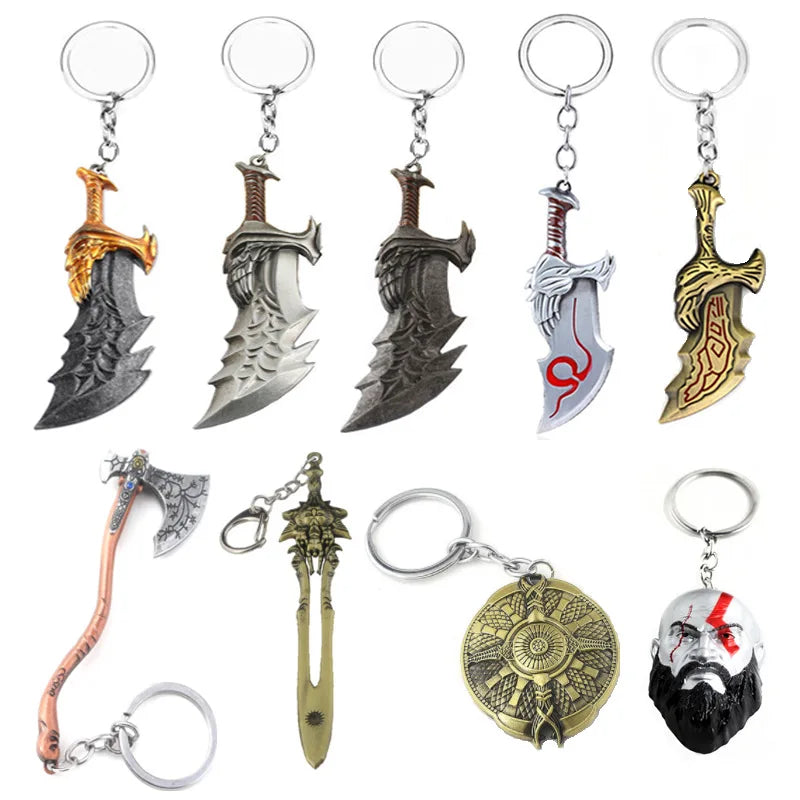Game God of War4 Chaos Blade Broadsword Axe Weapon Pendant Masking Keychain