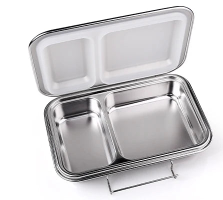 Aohea 2 Compartment Design Sealed Leakproof High Capacity Food Container Stainless Steel Bento Lunch Box With Cutlery