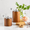 Manual Mini Wooden Salt Pepper Mills Coffee Bean Grinder Set Eco-Friendly Portable Modern Design Stainless Steel Customized Logo