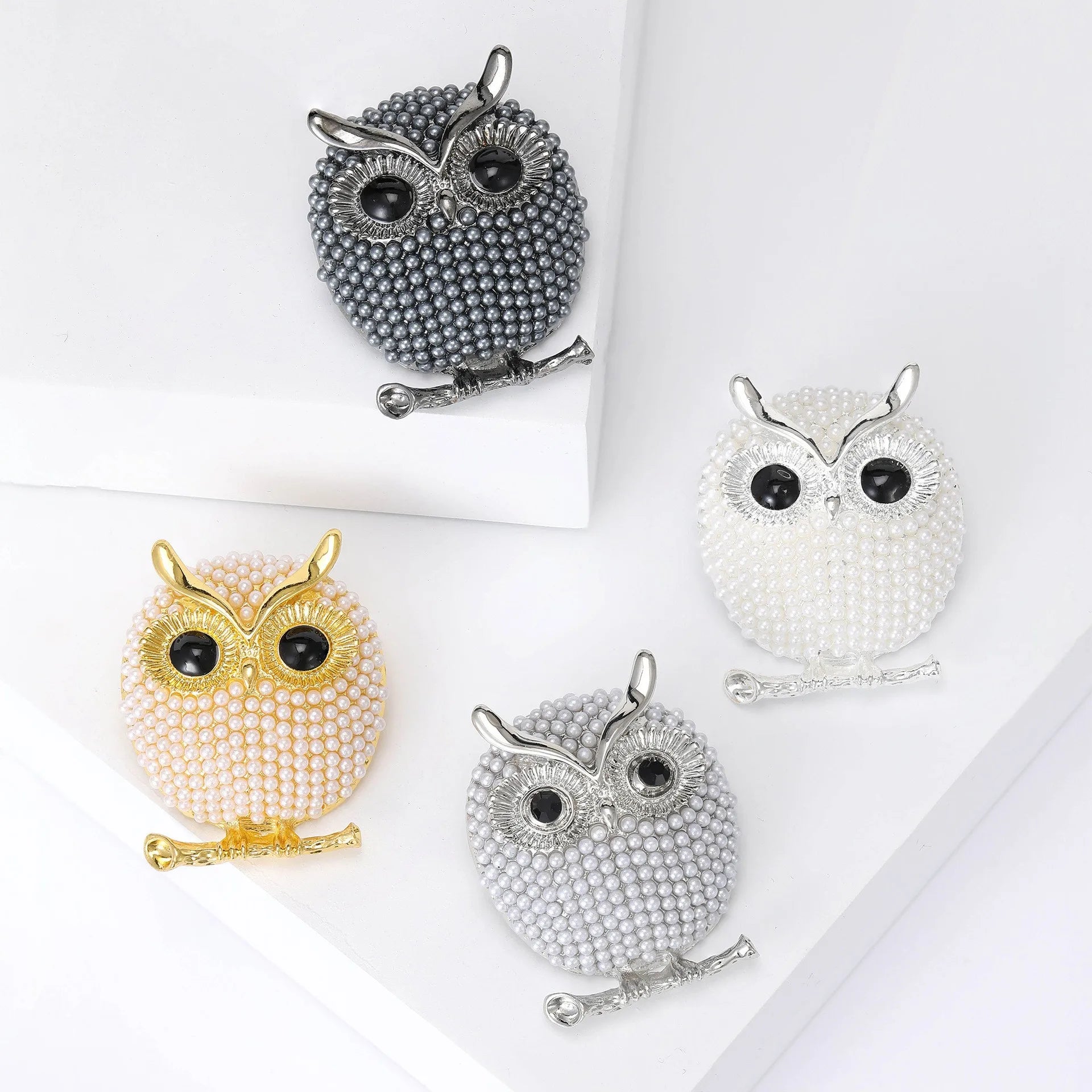 Wholesale for Women Girl Gift Fashion Pearl Bridal Wedding Jewelry Animal Metal Owl Brooches Brooch