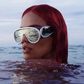 Women's Fashion Custom One-Piece Sunglasses Vintage Oversized Mirror Y2K Square UV400 Shield with White Frame