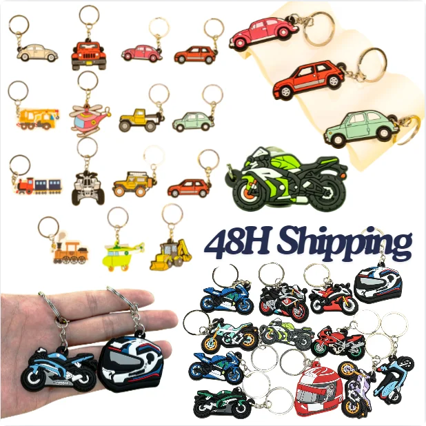 Promotional Custom 2d Cartoon Soft Silicone Keychains Personalized Transport Cycle Souvenirs Key Chain in Bulk