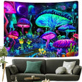 Beiliou Custom Printed Toad Mushroom UV Reactive Black Light Psychedelic Trippy Tapestry for Bedroom Decoration