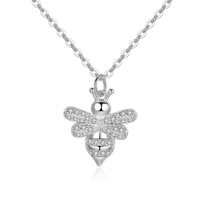 REETI Wholesale Rhodium Plating Fashion Necklace Jewelry Cz Zircon Women Pendant Necklaces 925 Silver Wedding Fashionable Bee