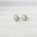 Wholesale Japanese Style Versatile 925 Sterling Silver Zircon Stud Earrings 14K Gold Opal Earrings Women