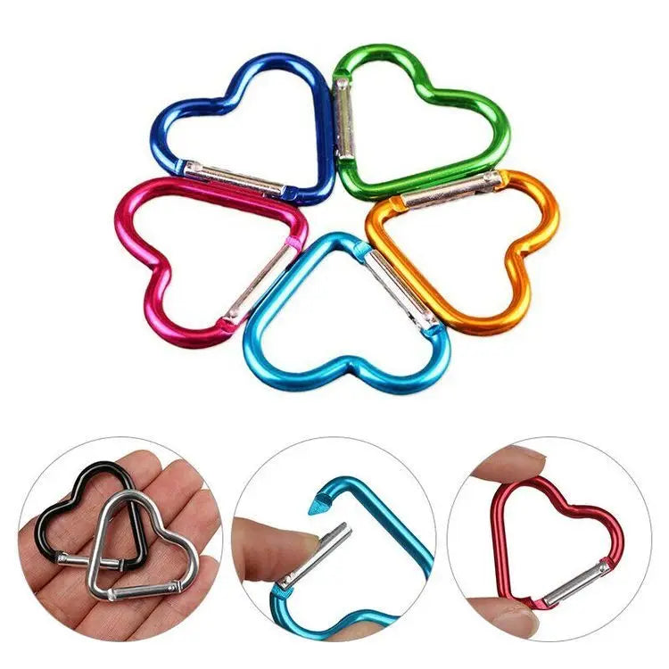 Aluminum Heart Shaped Caribeaner Keychain Hook in Different Colors