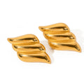 Fashion Ins Style Geometry Three-layer Wing Ear Studs Retro Trend Waterproof Stainless Steel Earrings Jewelry Party Gift