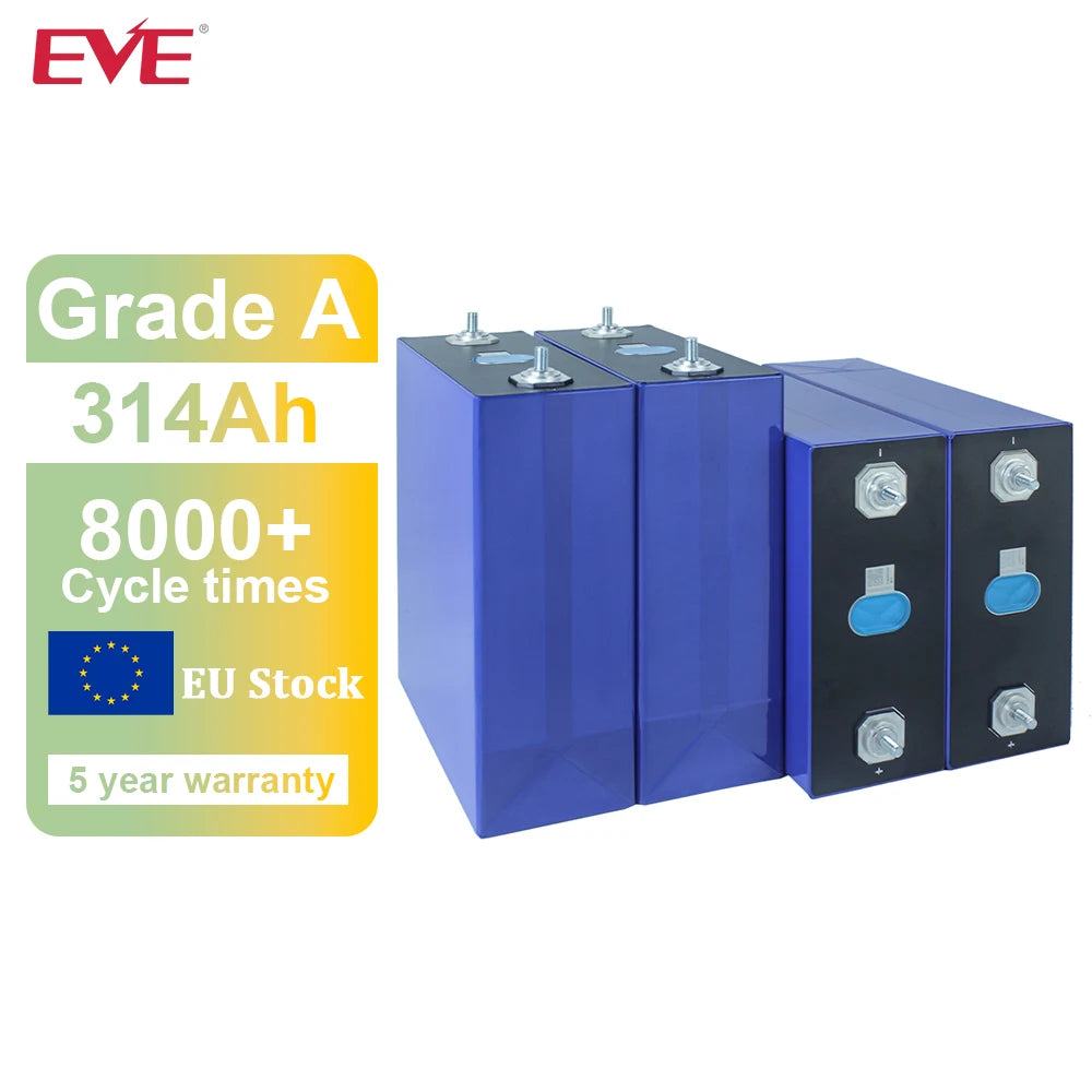 EU Stock Fast Delivery Original EVE a Grade 3.2V 314Ah Rechargeable Lifepo4 Batteries for Solar System Home Appliance