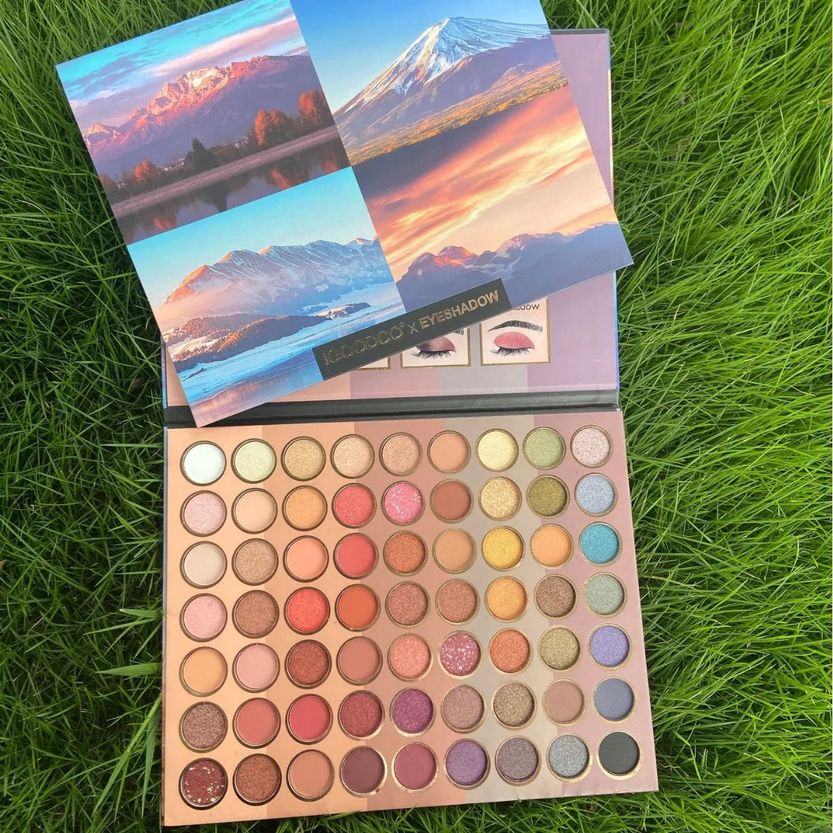 63 Color  Beauty Eye Shadow Mountain and Snow Scenery Factory Direct Custom Waterproof  Large Sequin  Luminous  Powder