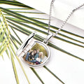 Customized Picture Photo Smooth Round Frame Locket Necklace Pendant S925 Sterling Silver Trendy Women's Daily Womens Jewelry