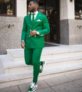 Summer Green Casual Mens Suits Wedding Tuxedos Double Breasted Slim Fit Men Blazers Custom Groom Prom Wear Pants Suits 2 Pieces