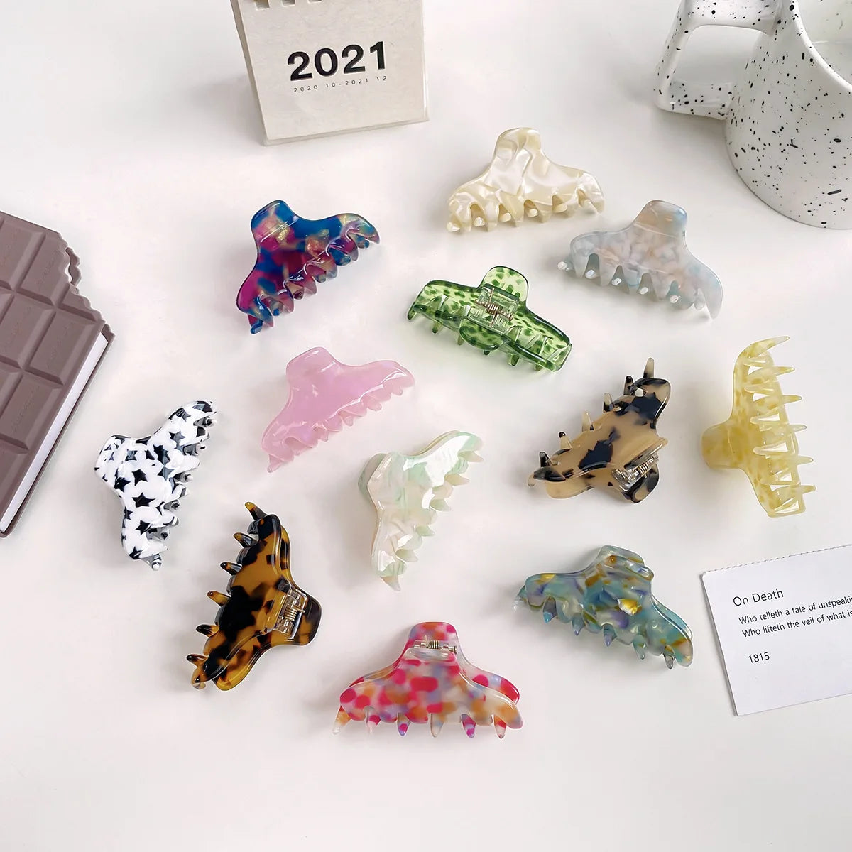 Wholesale Hair Accessories Personalized Shark Hair Claw Clip Words Custom Logo Crystals Name Acetate Fancy Hair Claws for