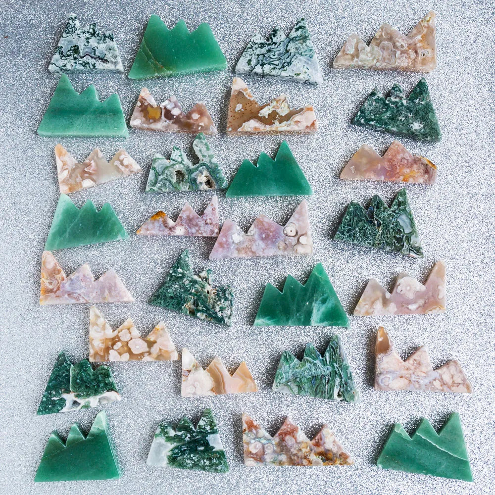 Wholesale Natural Crystal Craving Moss Agate Mountain Handmade Carved Crafts with Healing Energy Customized Sizes for Home Decor