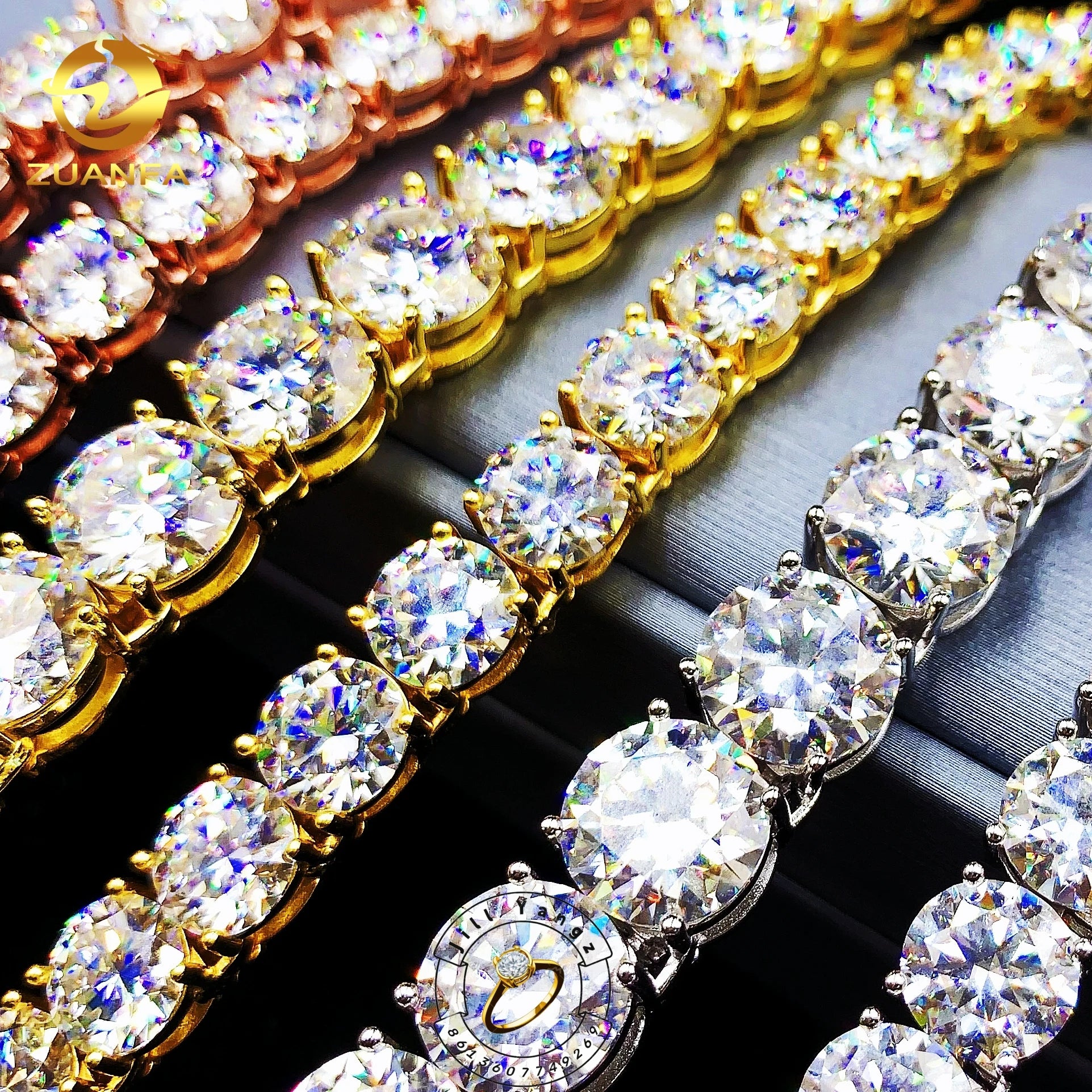 China Manufacturer BIG Stone Moissanite Tennis Chain Necklace 10mm 8mm Pass Diamond Tester Luxury Jewelry Anniversary Gift