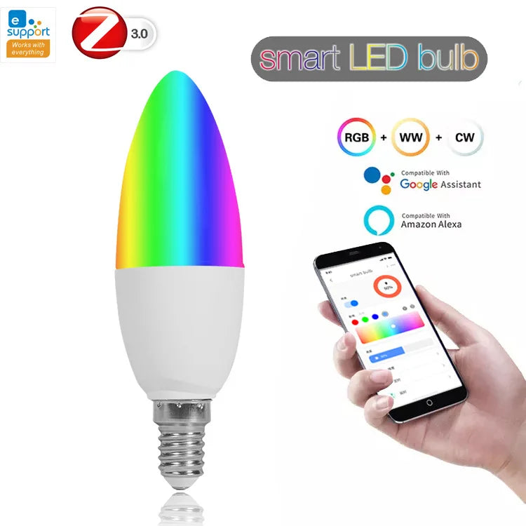 Smart WiFi Zigbee LED E27/E14/GU10 Candle Lamp Dimmable RGBCW 2700-6500K Compatible with Ewelink APP Alexa Google Home Yandex