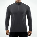 Long Sleeve Gym T Shirt Men Breathable Mesh Running Training Shirt 1/4 Zip Men Fitness Athletic Shirts
