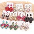 16 Colors Rhinestones Statement Earrings Colorful Crystal Bridal Drop Earrings for Women Fashion Jewelry Accessories