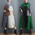 Wholesale 2026 Autumn New European and American Fashion Women's Color Contrast Coat Loose Slim Mid Length Trench Coat