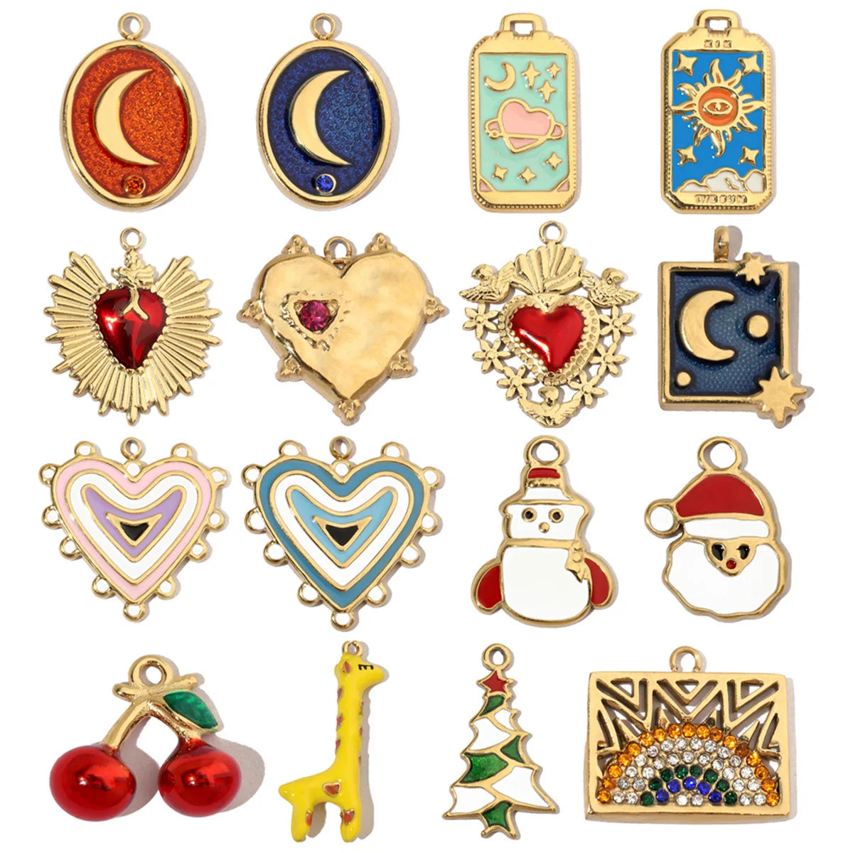 Wholesale Fashion Accessories Moon Heart Cherry Giraffe Stainless Steel Necklace Charms for Jewelry Making