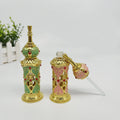 Tower Type Slender Castle Hat Fine Oil Bottle 12ml Wholesale pink Carved Essential Oil Perfume Glass Bottle Attar Bottles