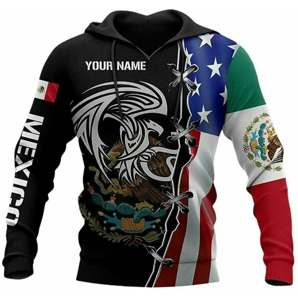 Fitspi Personalized Name Mexico Half Usa Eagle Mexican Hoodie 3d Us Size Best Price Sweatshirt Pullover Wholesale