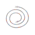BC140 2mm 3 Prong Colorful Stone Tennis Chain Women Tennis Necklace Hip Hop Jewelry