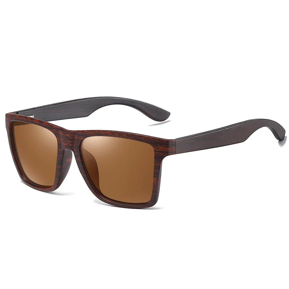 Custom logo Unisex Rectangle square PC Frame Wooden Sunglasses Handmade Bamboo Polarized Sunglasses 2024