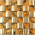 3D Rose Gold Color Polished Irregular Stainless Steel Metal Mosaic Bathroom Kitchen Waterproof Glass Mosaic Tiles
