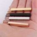 Custom Personalized Logo Engraved Gold Plated Stainless Steel Link Chain Cuboid Pendant Bar Necklace for Women Wedding Trendy