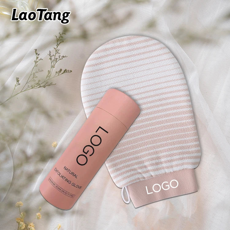 Custom Printing Korean Exfoliating Mitt Deep Body Scrub Exfoliating Glove Bath Shower Remove Dead Skin