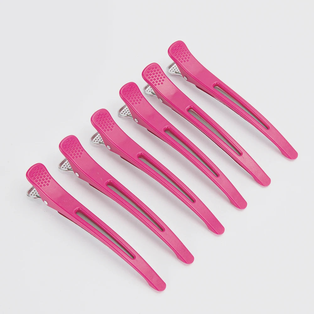 6pcs/Set Black Holding Hair Styling Clip Flat Duck Mouth Rubber Hair Clips Pro Salon Hairdressing Cutting Hairpin Accessories