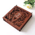 Wooden Box 3D Square Shape Packing Boxes Laser Cut Cover With Gold Foil Logo for Wedding Decoration Gift