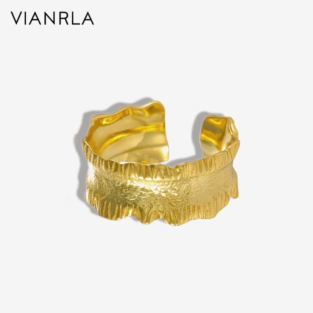 Vianrla Sterling Silver 925 Rings Women's Ring Open Cuff Adjustable Finger Ring