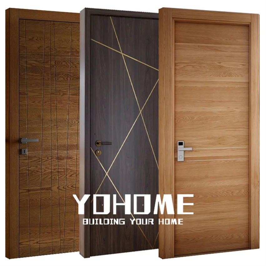 China Top Suppliers Interior House Doors with Concealed Hinges Painted Interior Engineered Wood Doors Oak Wooden Bathroom Door