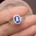Summer Hot Sell Factory Supply OEM Reasonable Price 925 Sterling Silver Natural Tanzanite Rings Classic Oval Cut Weddings