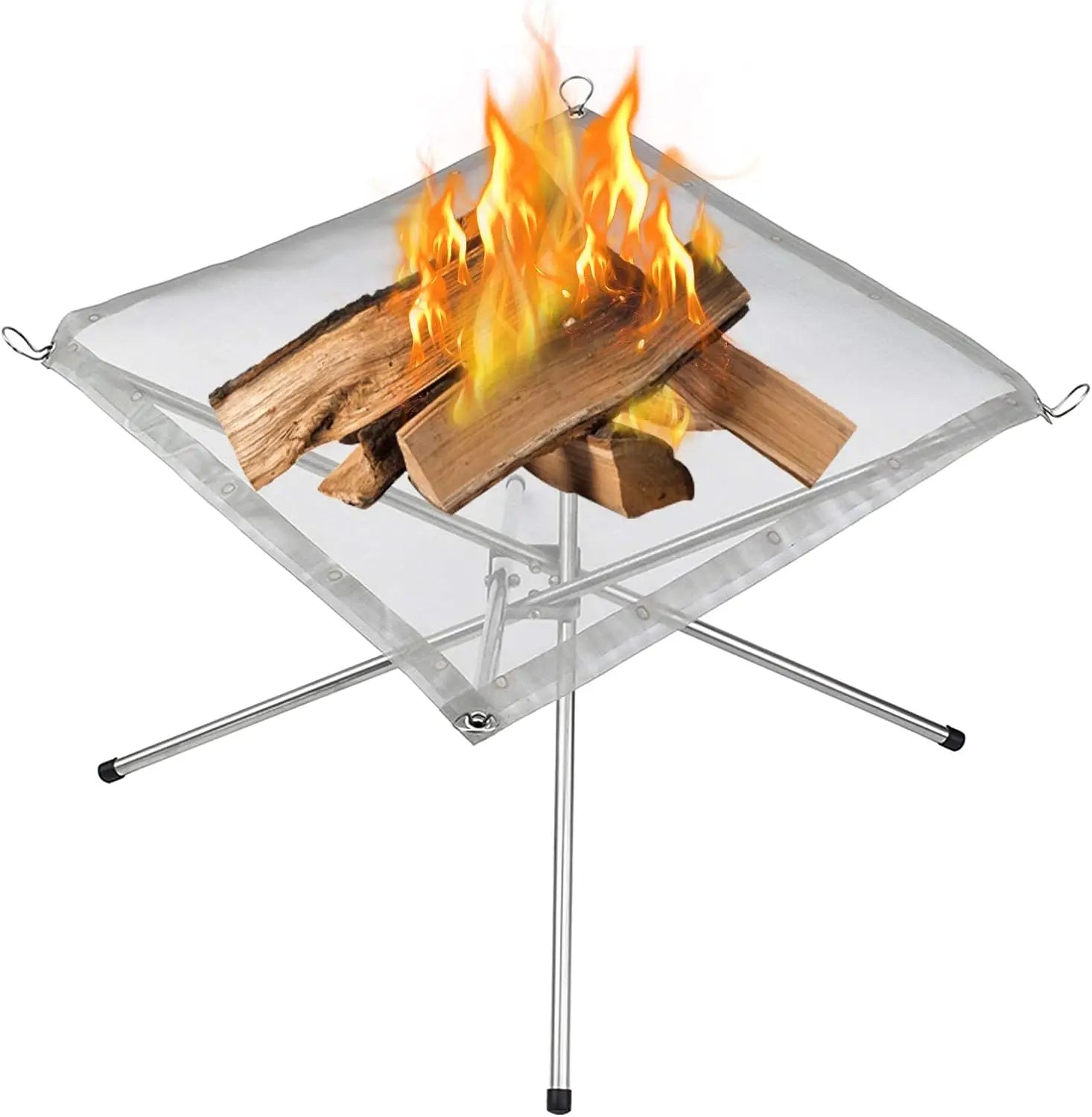 Camping Fire Rack Portable Charcoal Grill Stove 2-3 People Flame Safety Stainless Steel 430 Foldable Winter Outdoor Heating